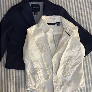 Janie and Jack Navy Blazer with Striped Lining and White Button Down 6-12mo
